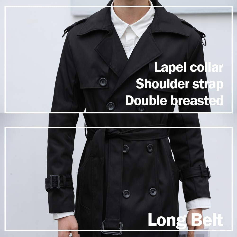 Men's Oversized Double-Breasted Trench Coat - Casual Windbreaker with Lapel, Long Jacket Overcoat