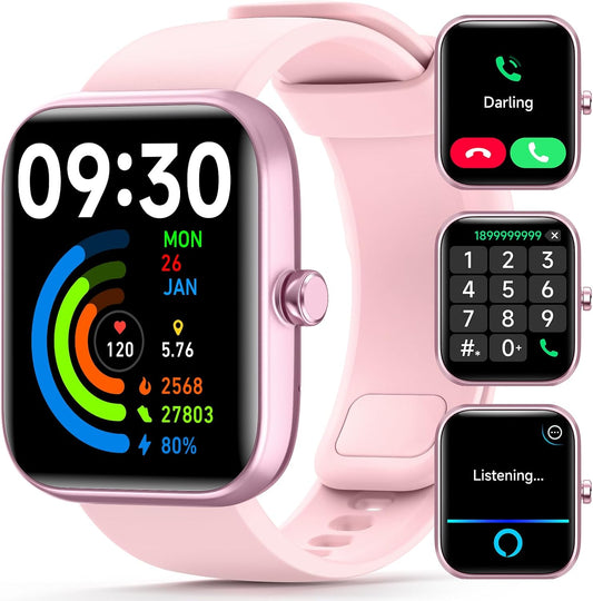 Women's Smart Watch with Fitness Tracker, Bluetooth Calling, and 14-Day Battery