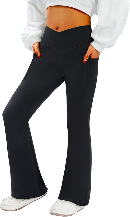 Women's High-Waisted Flare Pants with Pockets