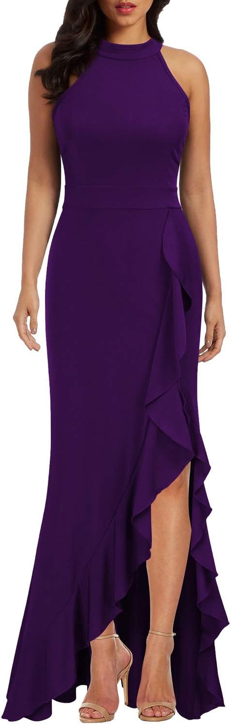 Women's High-Neck Split Mermaid Bodycon Evening Dress