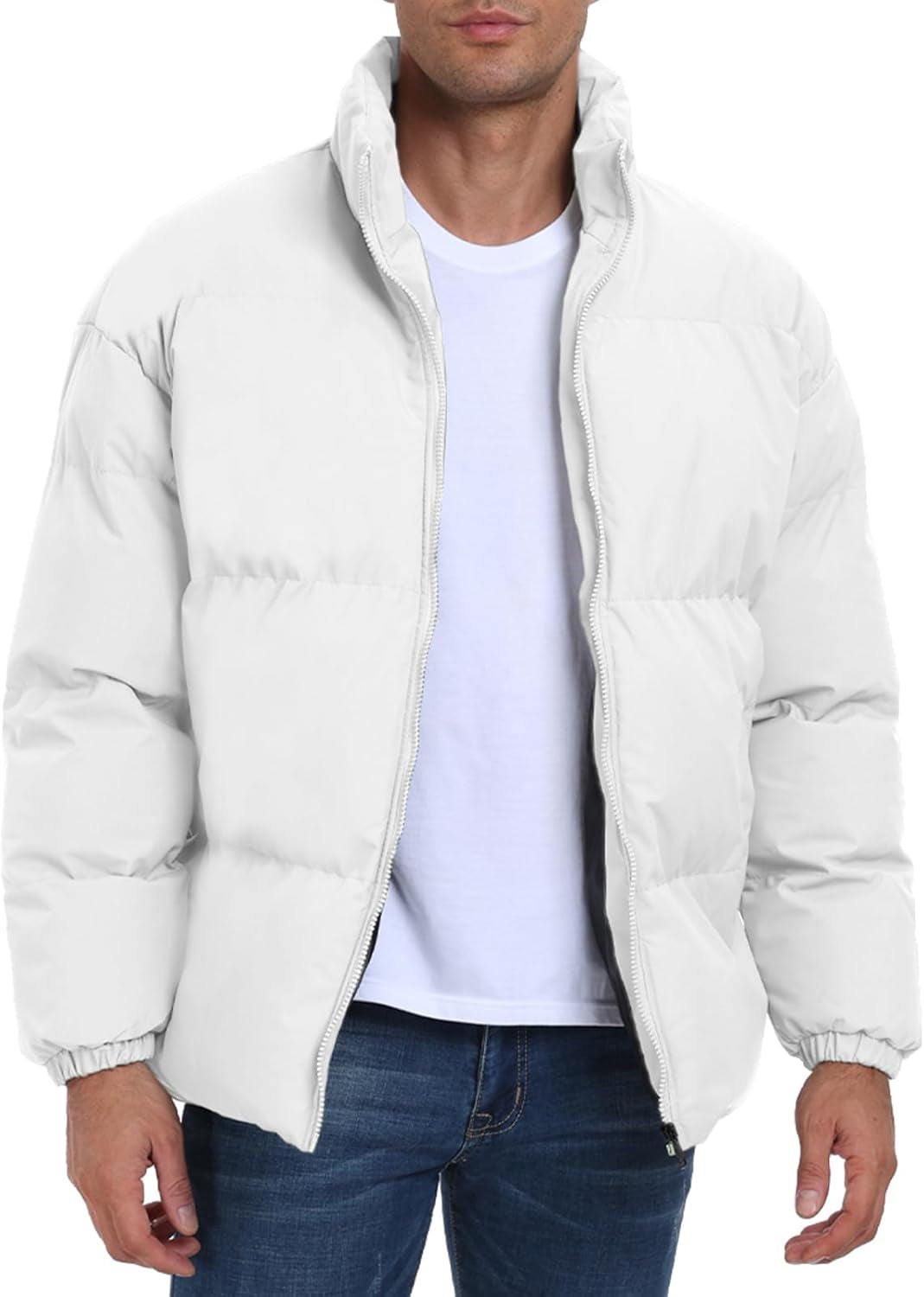 Men's Winter Padded Jacket - Windproof Full-Zip Coat