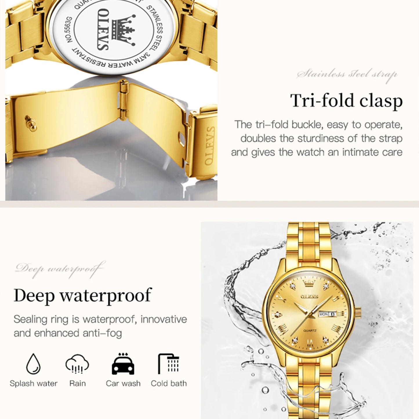 Women's Gold Diamond Watch - Quartz, Stainless Steel