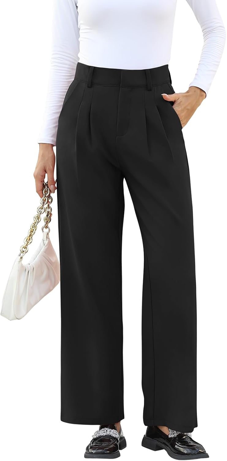 Women's High-Waisted Business Casual Pants with Pockets