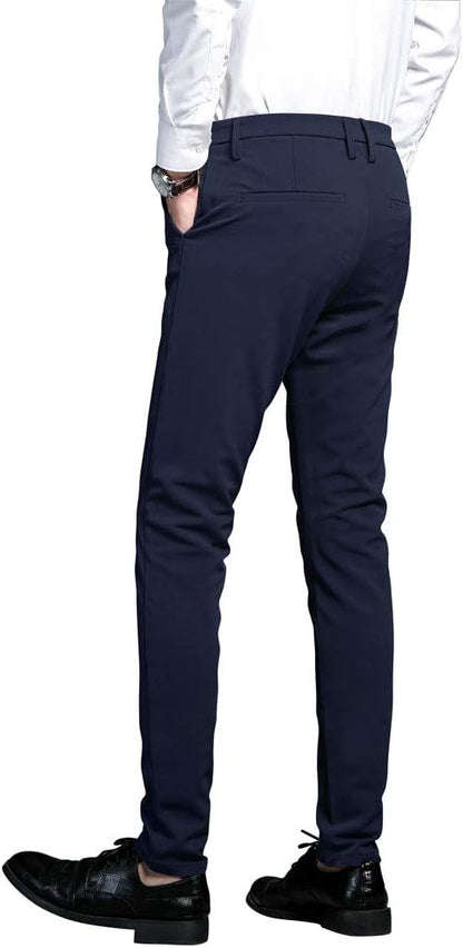 Men's Slim Fit Stretch Dress Pants - Skinny Suit Trousers