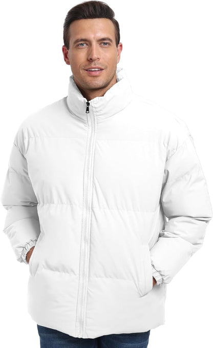 Men's Winter Padded Jacket - Windproof Full-Zip Coat