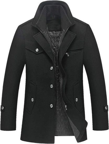 Men's Slim Fit Wool Winter Coat – Short, Single-Breasted Jacket