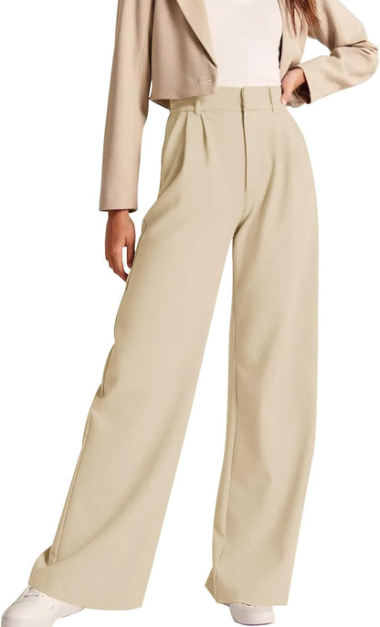 Women's High-Waisted Business Casual Pants with Pockets