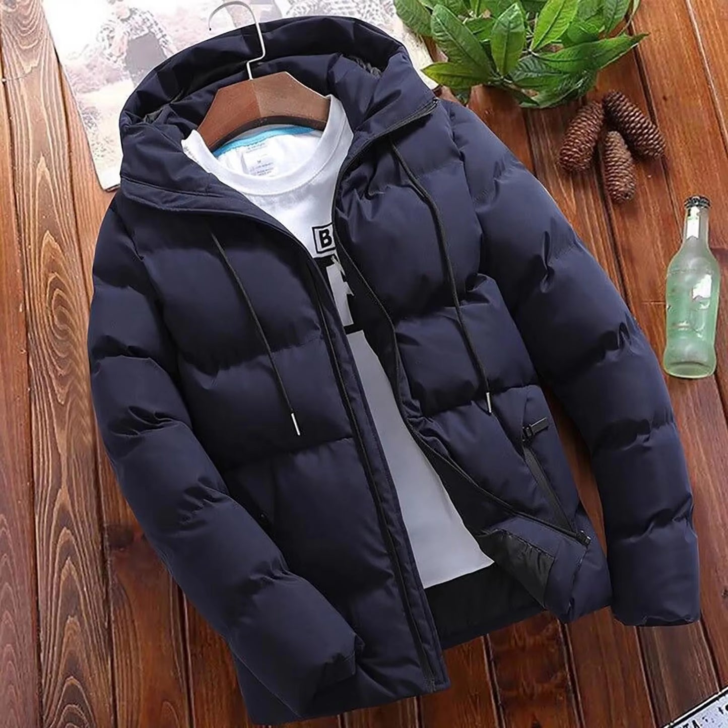 Men's Fashion Parka – Warm Hooded Winter Jacket for Casual & Business Wear