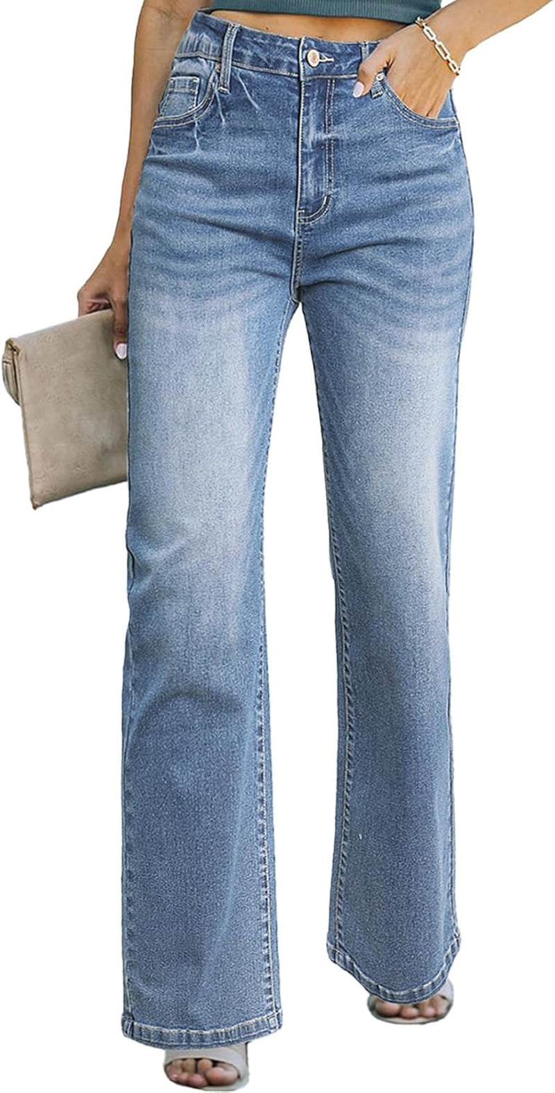 Women's High-Waisted Wide-Leg Stretch Denim Jeans