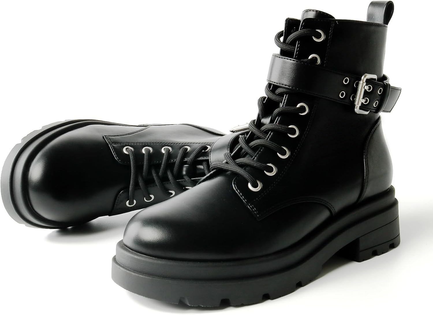 Women’s Ankle Boots with Low Heel, Zippers, Laces, and Buckle Straps