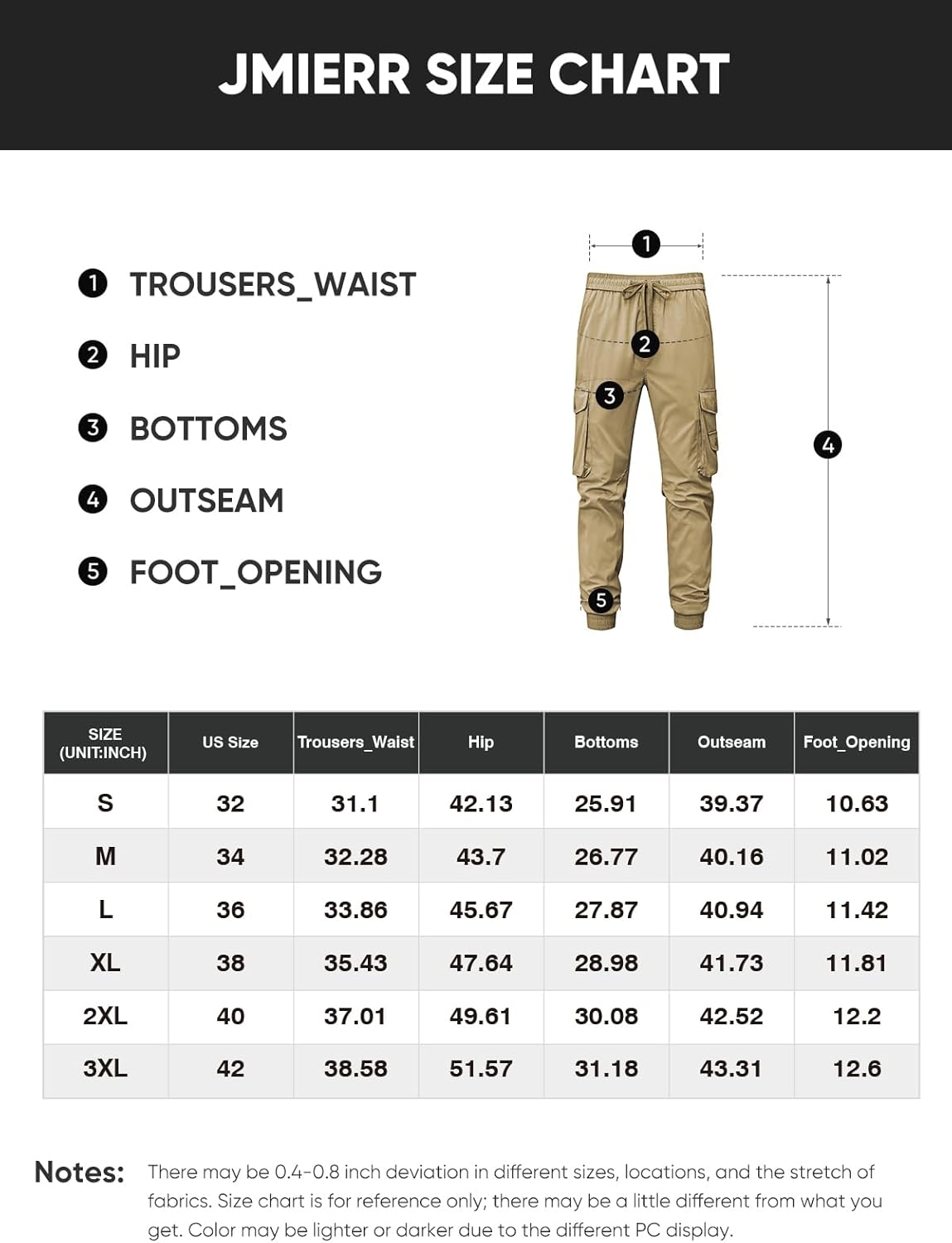 Men's Casual Cargo Joggers - Stretch Tapered Sweatpants with Pockets