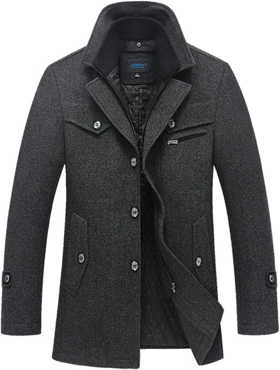 Men's Slim Fit Wool Winter Coat – Short, Single-Breasted Jacket