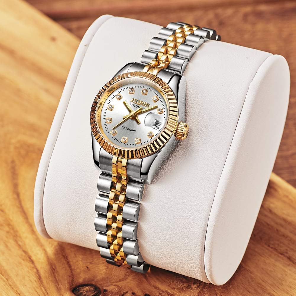 Women's Gold Automatic Watch – Waterproof Stainless Steel Dress Watch with Date