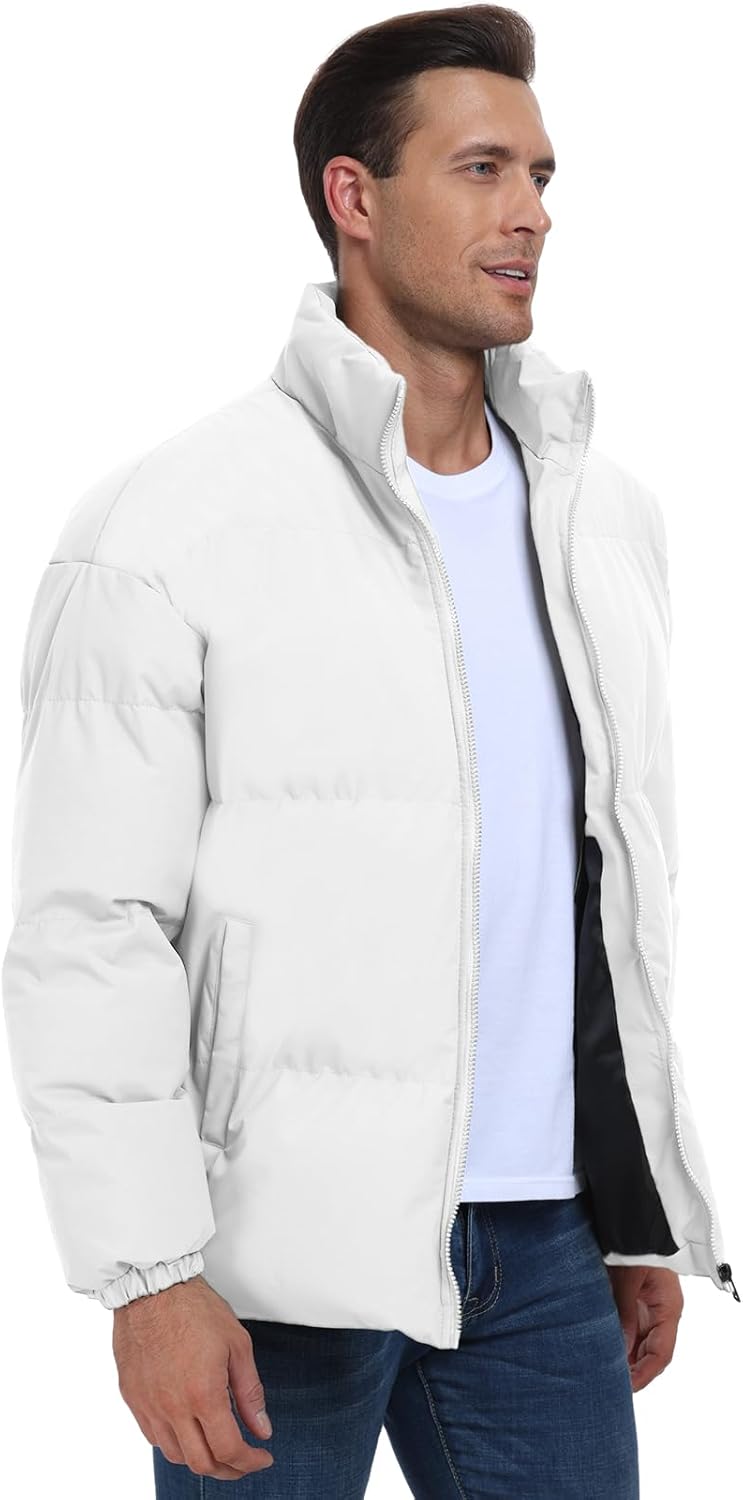 Men's Winter Padded Jacket - Windproof Full-Zip Coat