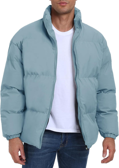 Men's Winter Padded Jacket - Windproof Full-Zip Coat