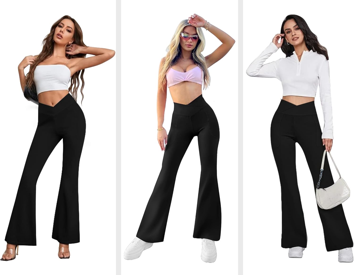 Women's High-Waisted Flare Pants with Pockets