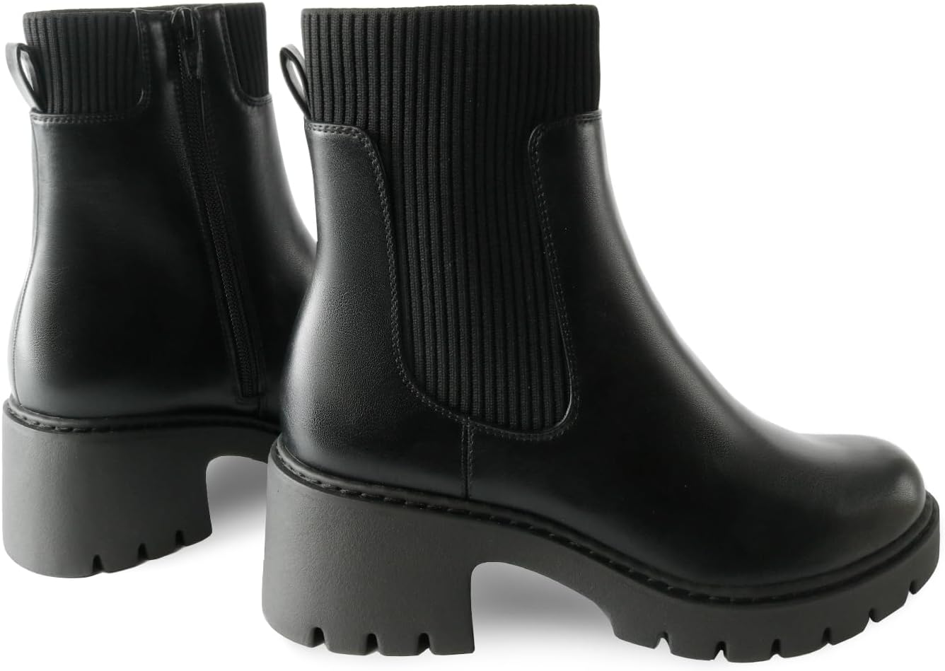 Women’s Platform Chelsea Boots with Chunky Heel and Elastic Panels