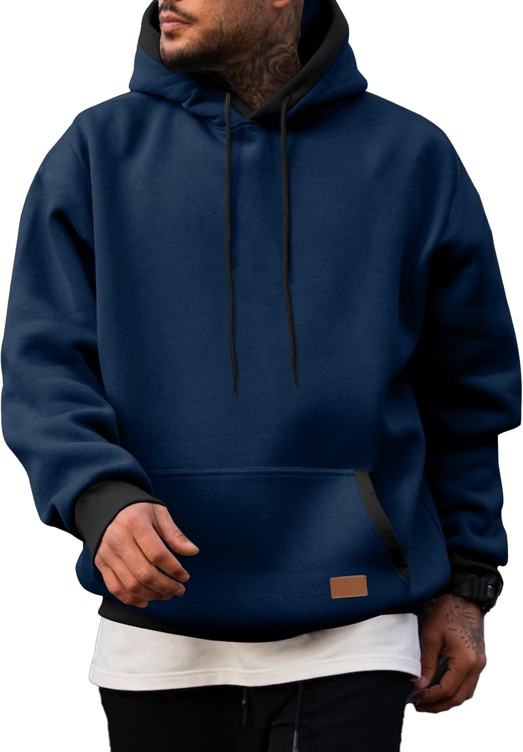 Men's Cotton Casual Hoodie - Fleece Pullover Sweatshirt with Drawstring and Pockets