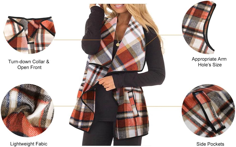 Oversized Plaid Cardigan Vest for Women