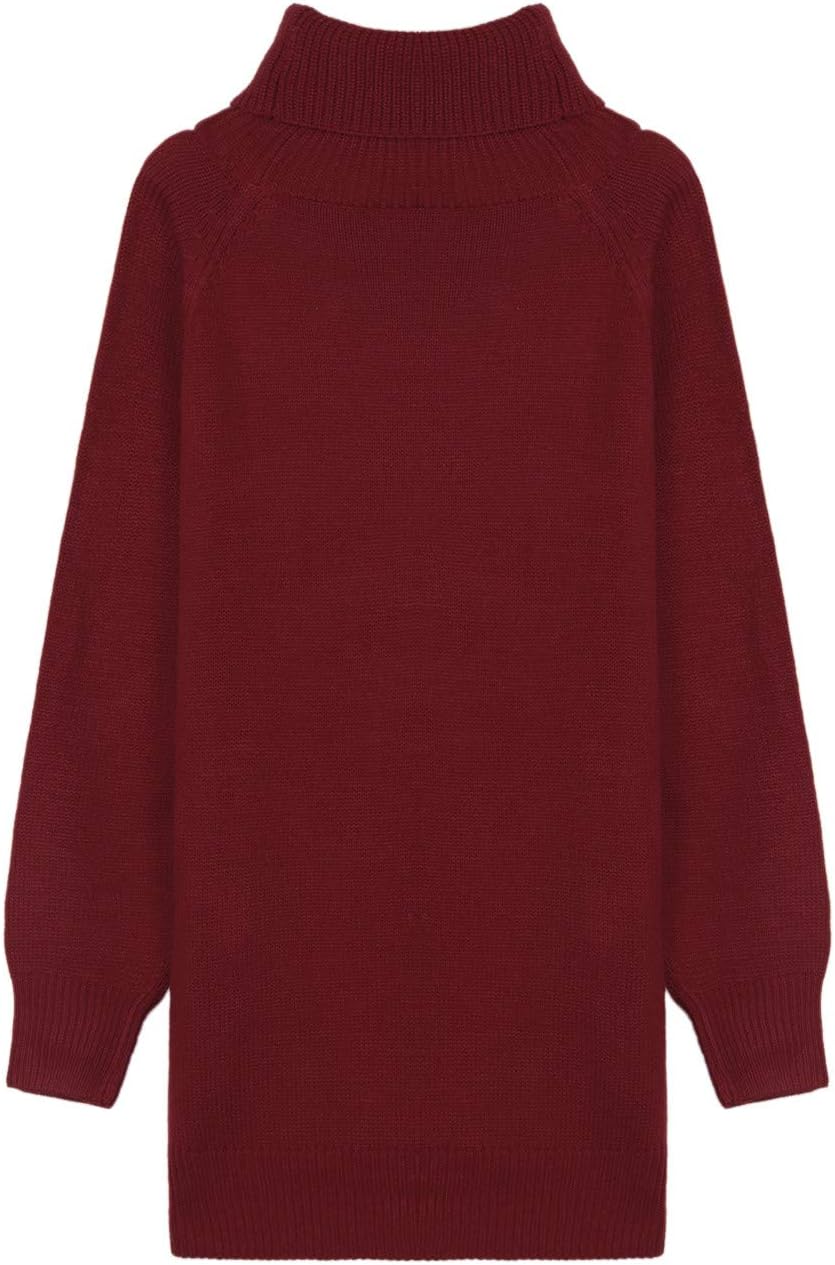 Women's Christmas Turtleneck Sweater Dress - Loose Fit with Pockets