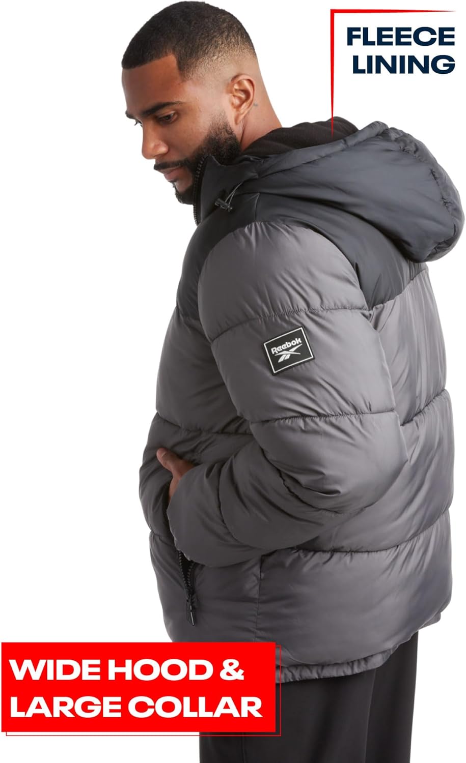 Men's Heavyweight Quilted Puffer Jacket - Weather-Resistant Coat with Wide Hood