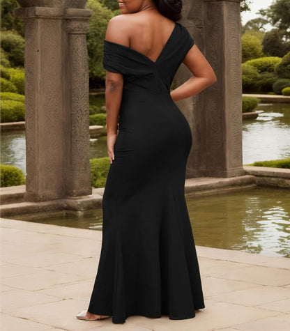 Women's Off-Shoulder Ruched Bodycon Evening Gown