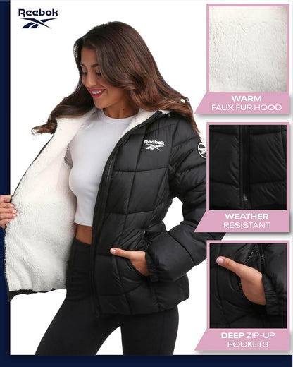 Women's Winter Jacket - Heavyweight Quilted Puffer Parka Coat with Sherpa Lining