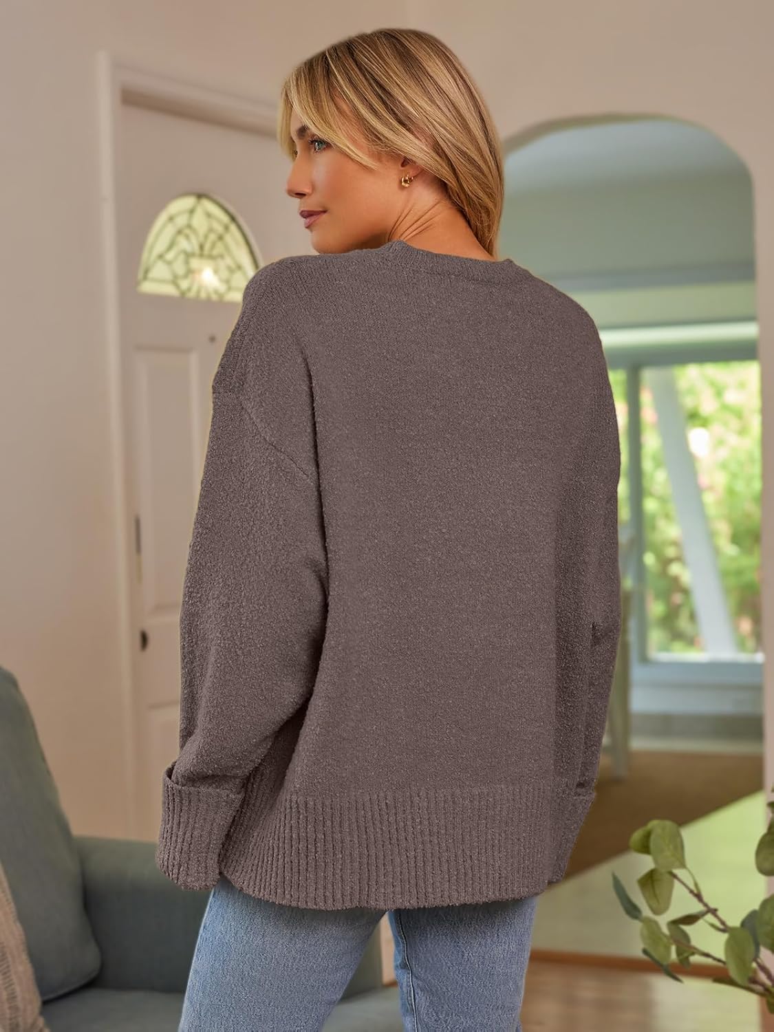 Women's Fuzzy Oversized Chunky Pullover Sweater - Warm and Cozy