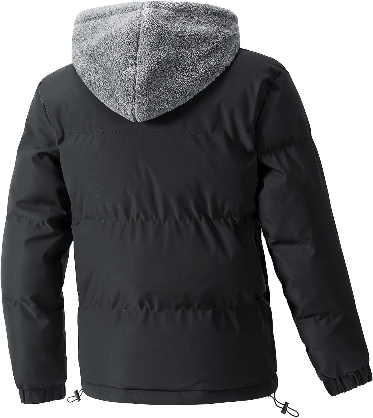 Men's Hooded Puffer Jacket - Thick Winter Coat with Stylish Design