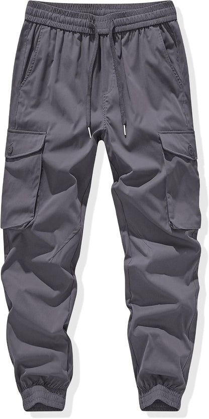 Men's Casual Cargo Joggers - Stretch Tapered Sweatpants with Pockets