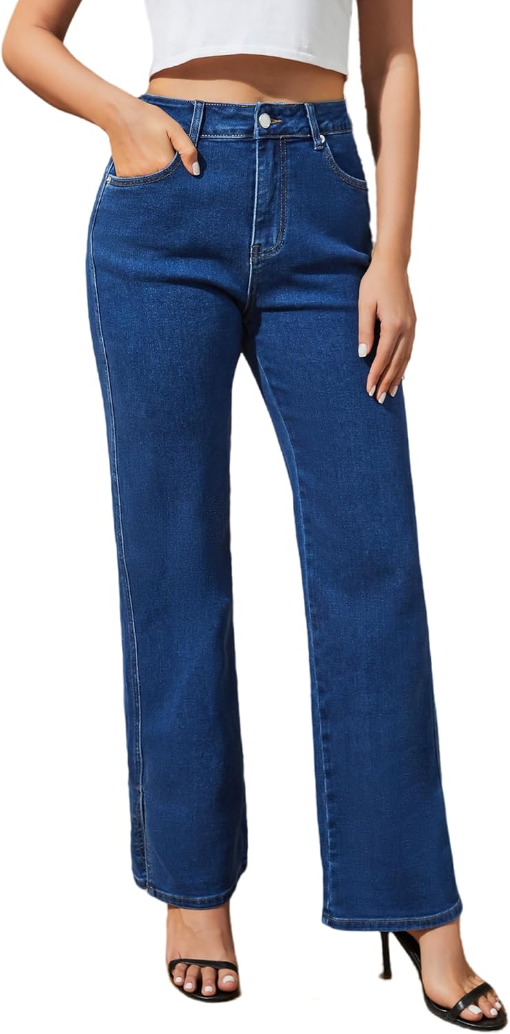 Women's High-Waisted Split Hem Stretch Jeans