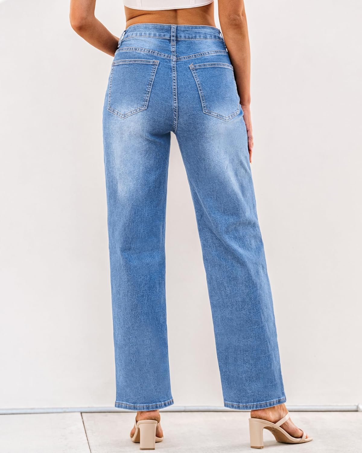 Women's High-Waisted Baggy Straight-Leg Crossover Jeans