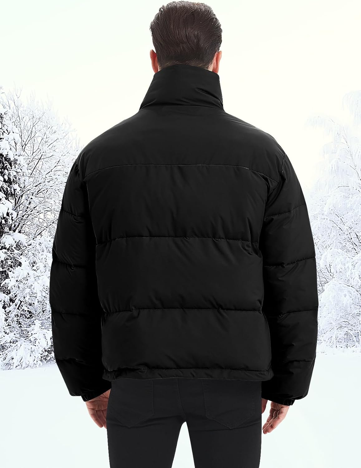 Men's Lightweight Quilted Puffer Jacket - Water-Resistant Winter Coat