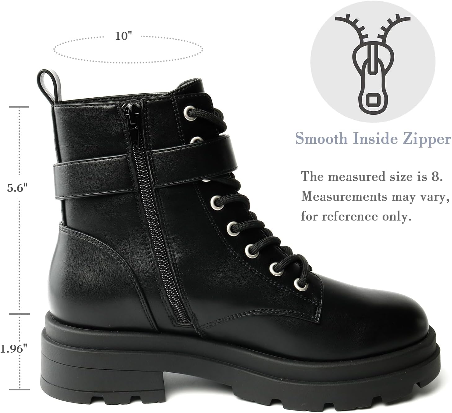 Women’s Ankle Boots with Low Heel, Zippers, Laces, and Buckle Straps