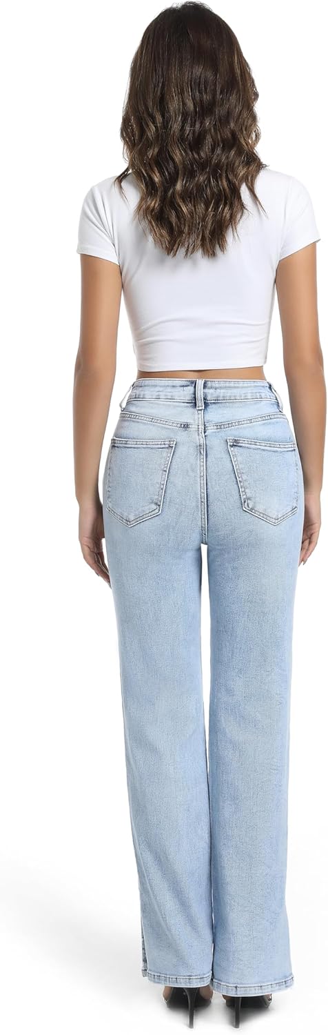 Women's High-Waisted Split Hem Stretch Jeans