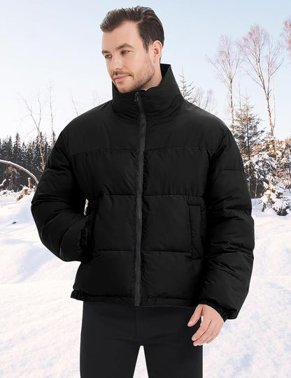 Men's Lightweight Quilted Puffer Jacket - Water-Resistant Winter Coat