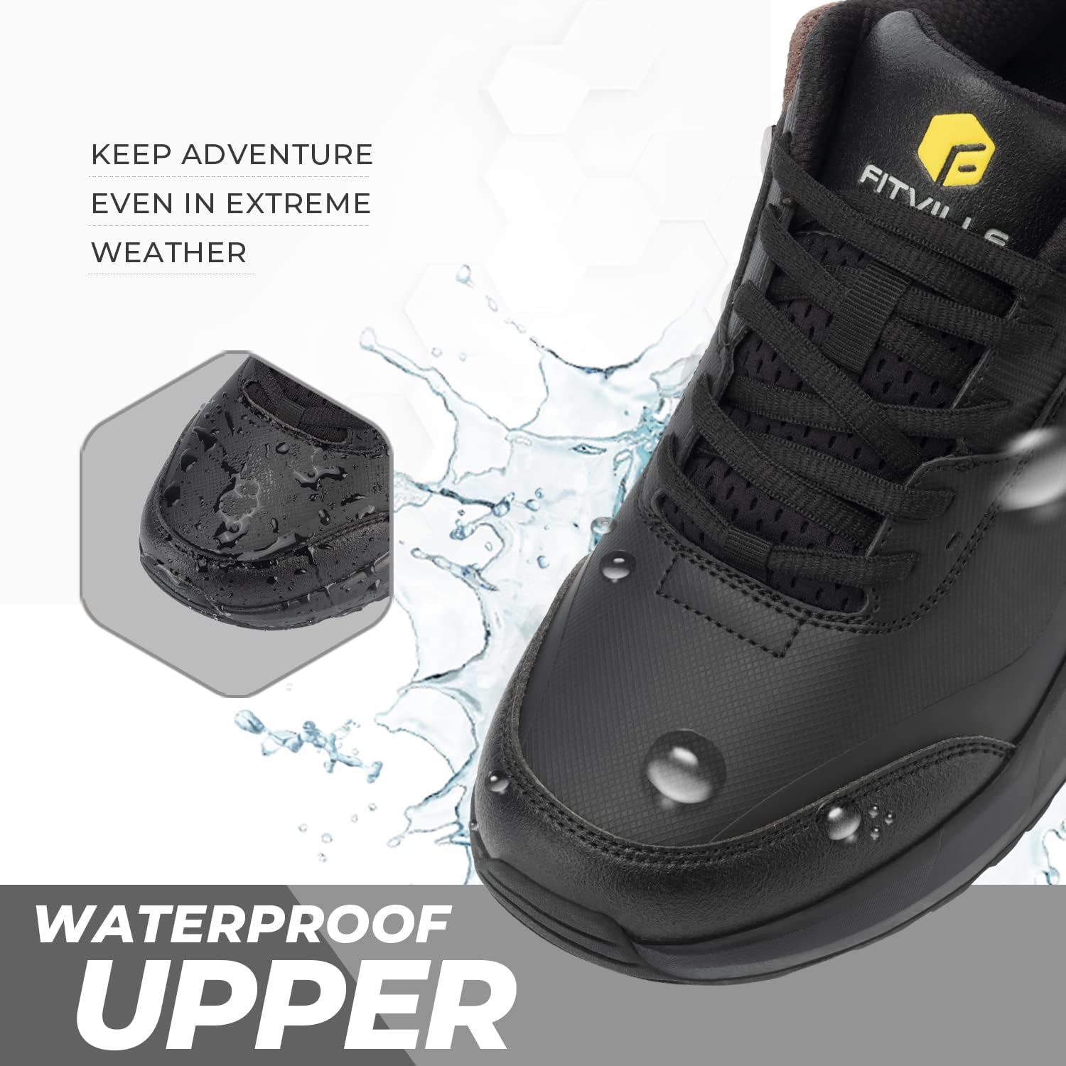 Men's Wide Waterproof Hiking & Work Shoes with Arch Support