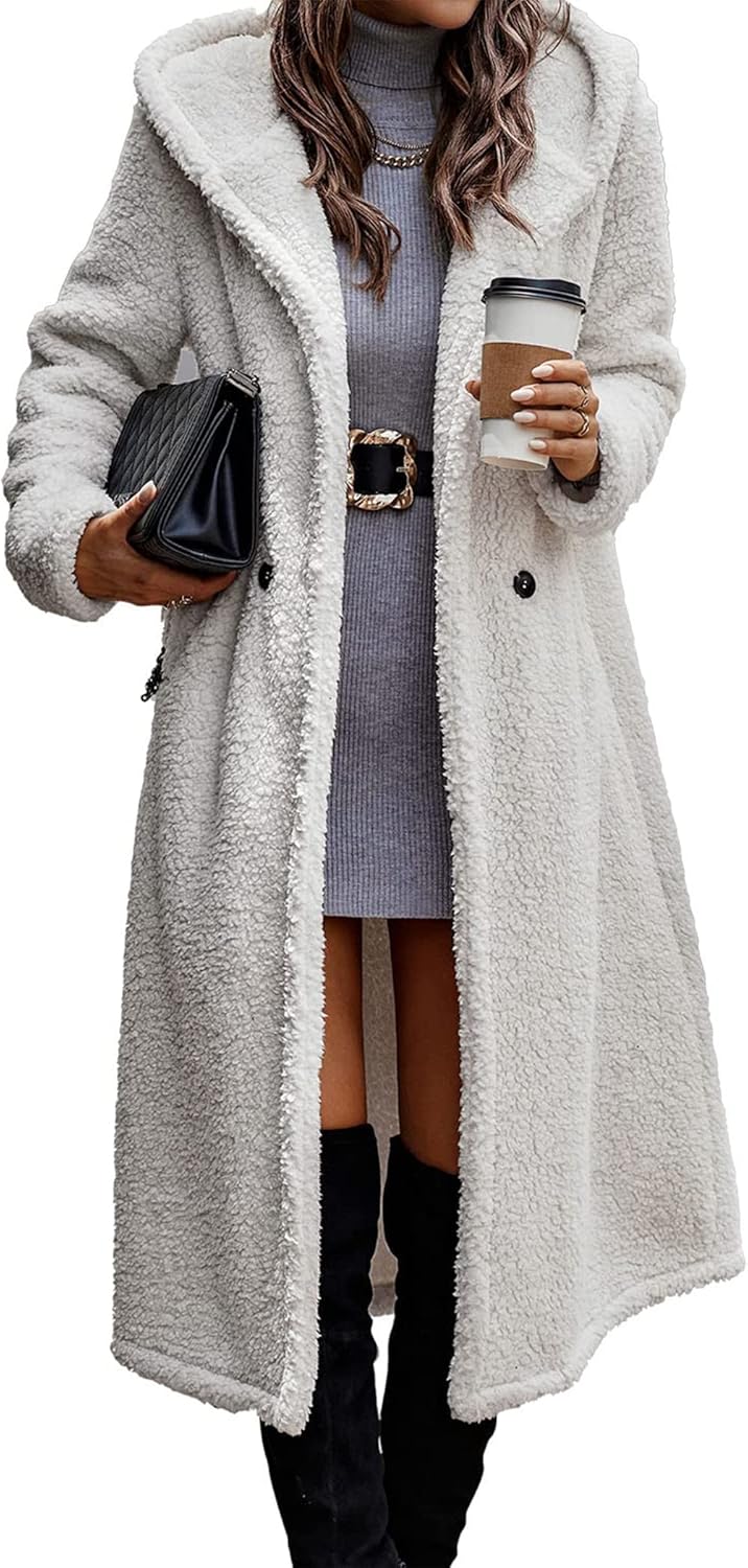 Women's Fuzzy Fleece Hooded Winter Coat with Faux Fur