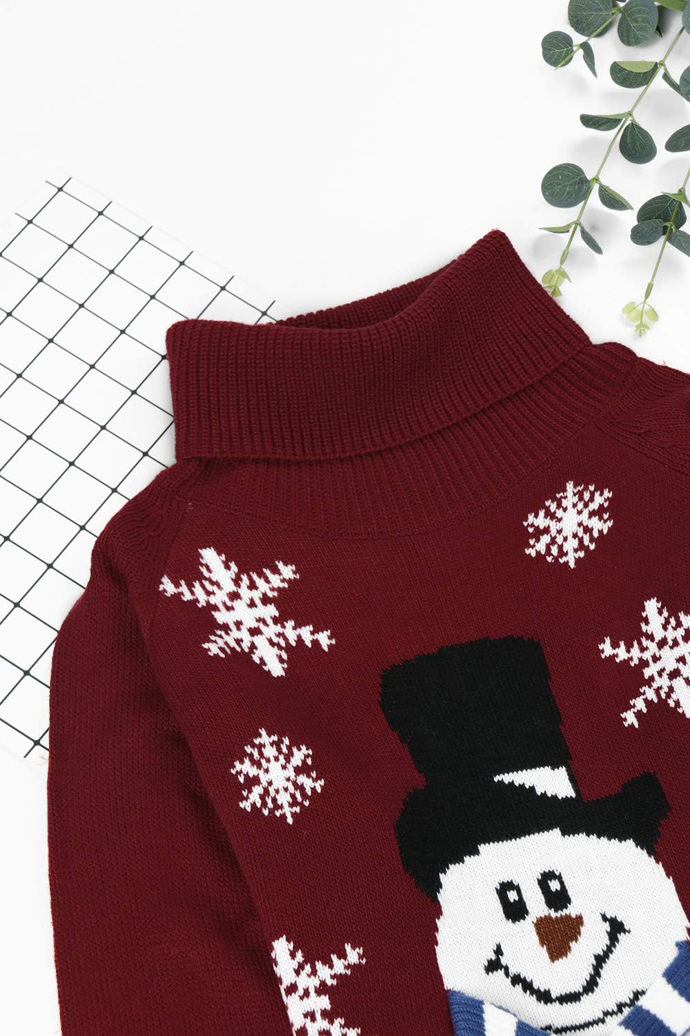 Women's Christmas Turtleneck Sweater Dress - Loose Fit with Pockets