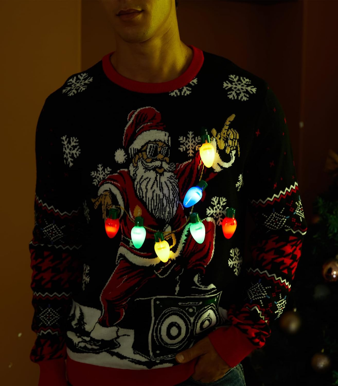 Light-Up Christmas Sweater for Men – LED Knitted Holiday Sweater