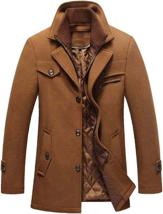 Men's Slim Fit Wool Winter Coat – Short, Single-Breasted Jacket