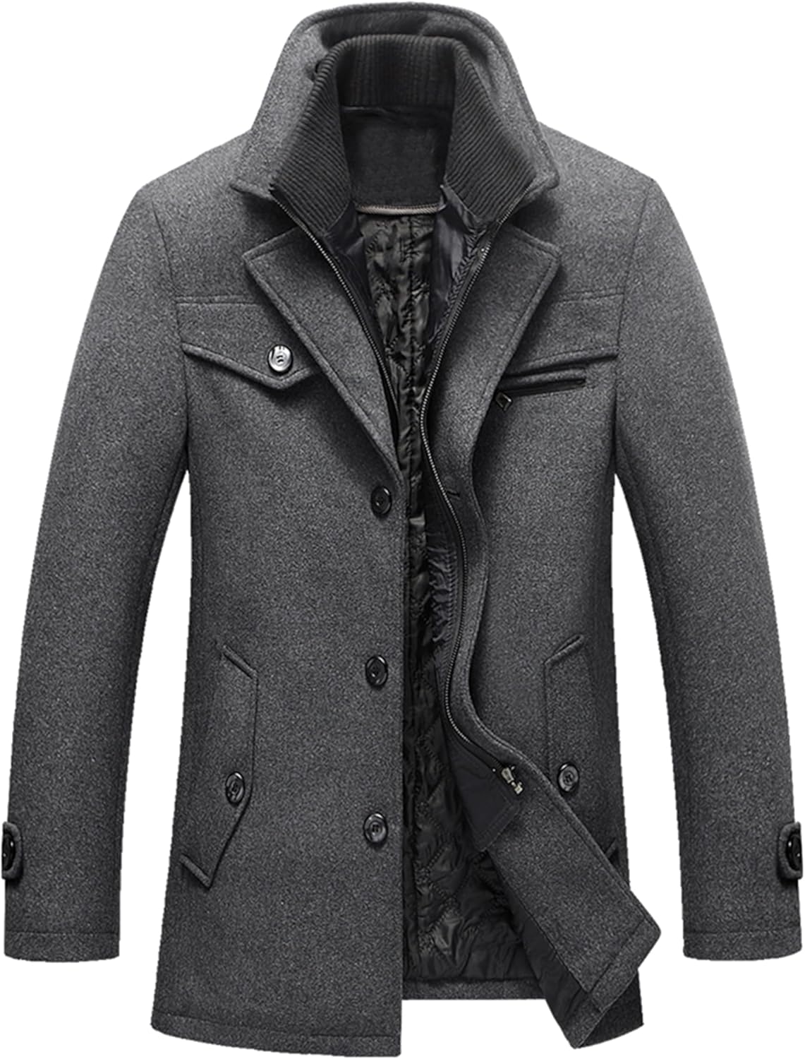 Men's Slim Fit Wool Winter Coat – Short, Single-Breasted Jacket