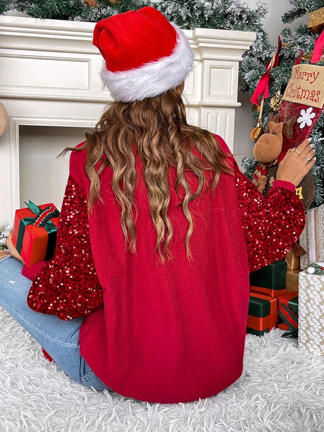 Sparkling Joy Christmas Sequin Sweater – "Believe" Holiday Edition