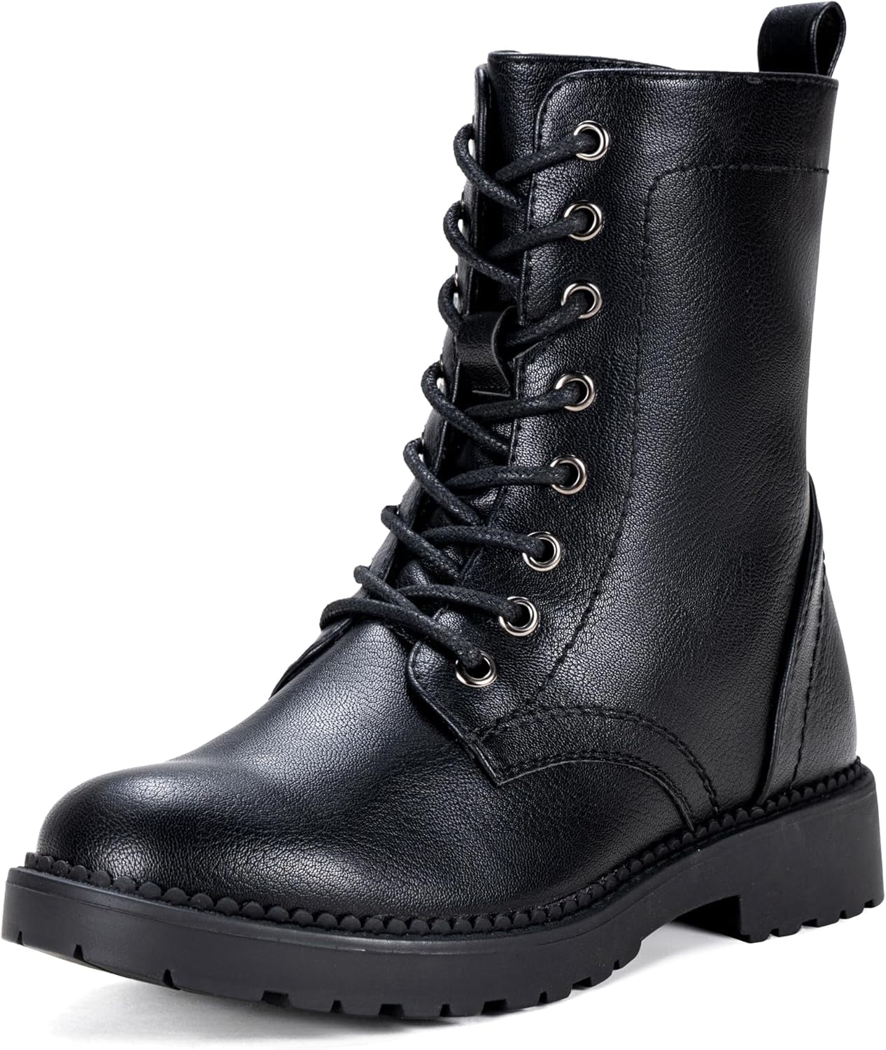 Women's Combat Ankle Boots with Lace-Up and Inner Zipper