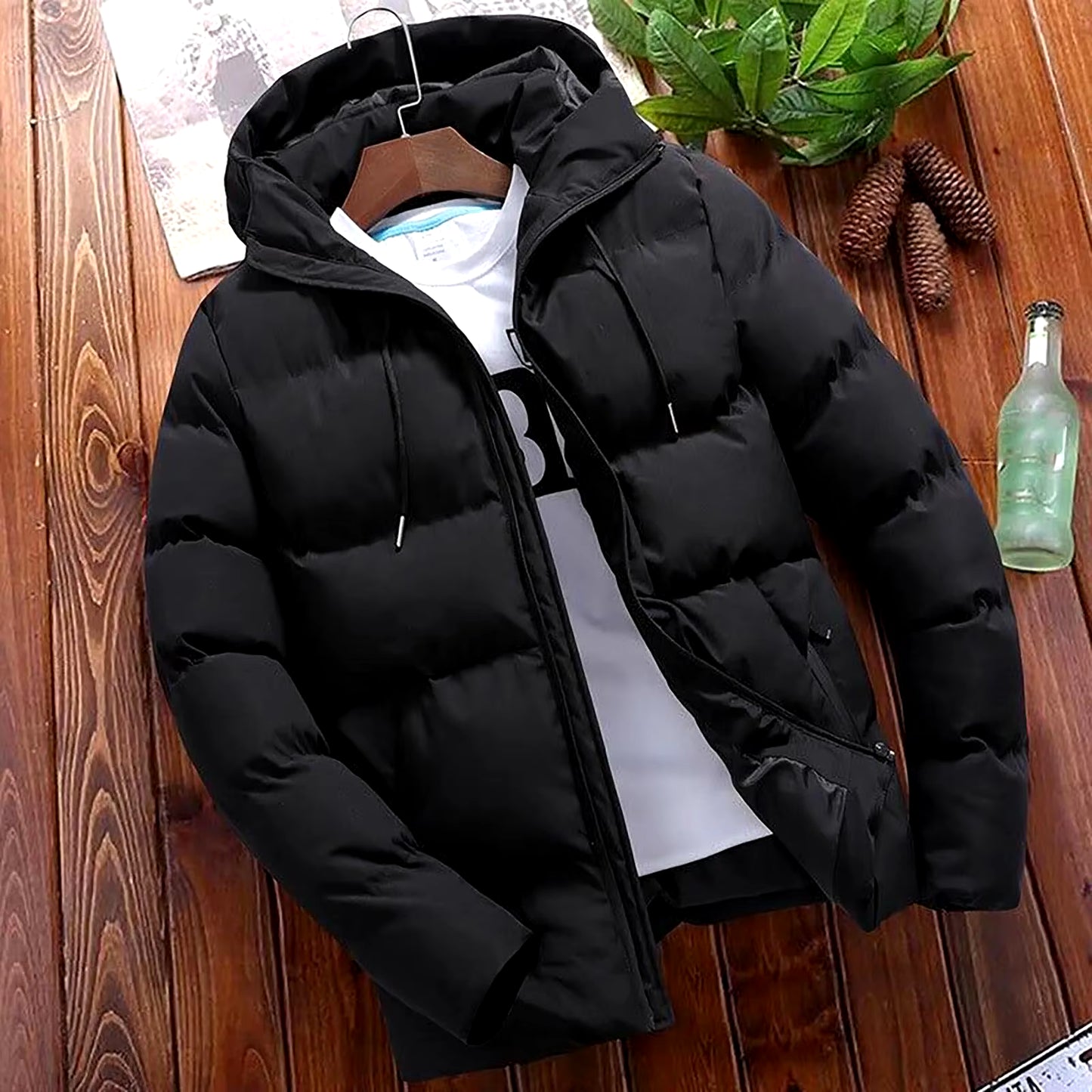 Men's Fashion Parka – Warm Hooded Winter Jacket for Casual & Business Wear