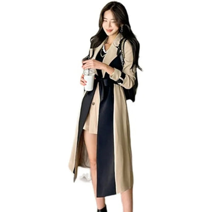 Women's Oversized Double-Breasted Long Trench Coat – Stylish Windbreaker