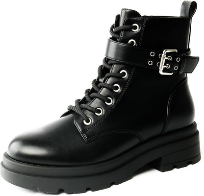 Women’s Ankle Boots with Low Heel, Zippers, Laces, and Buckle Straps