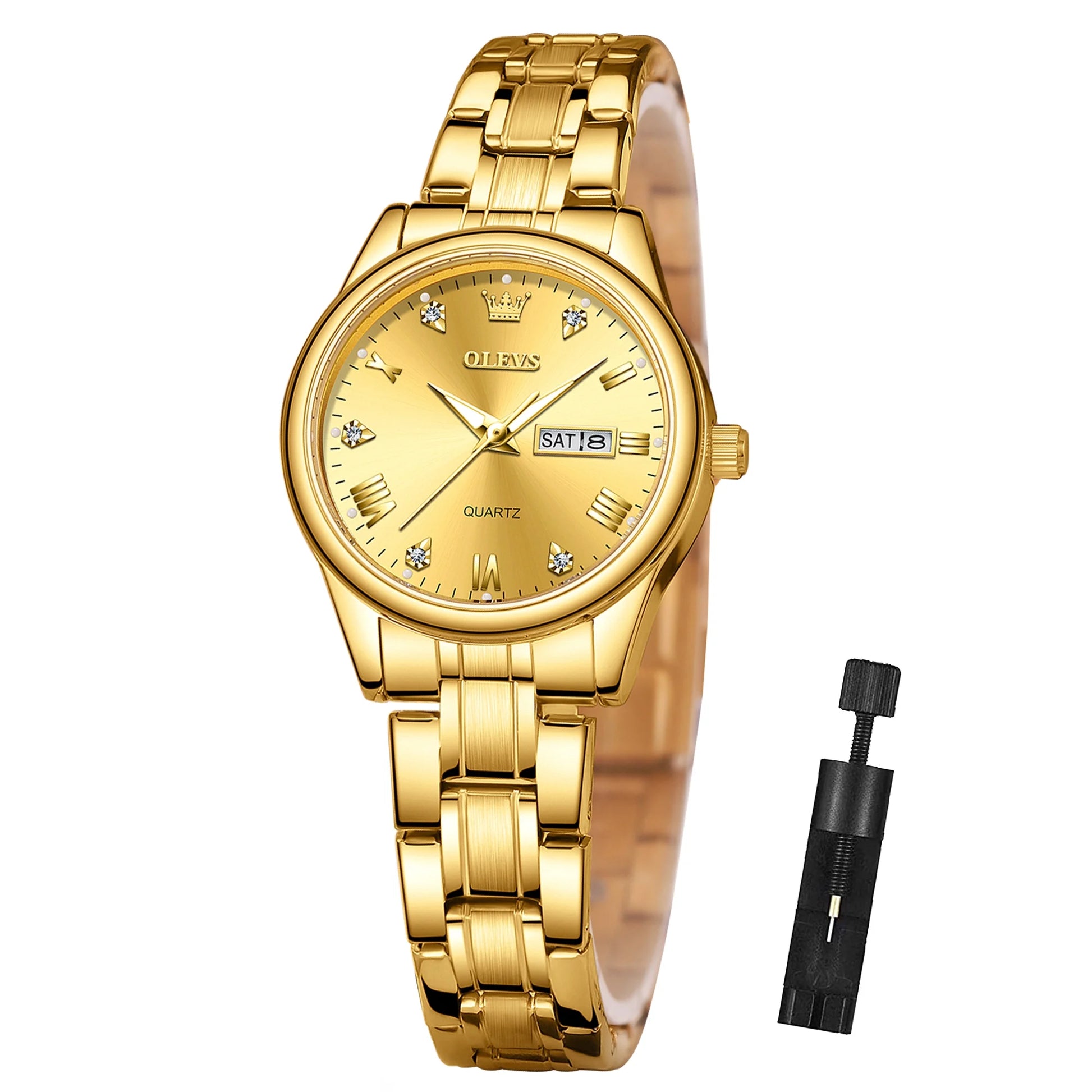 Women's Gold Diamond Watch - Quartz, Stainless Steel