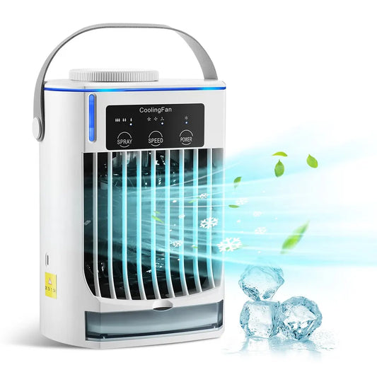 Portable Desktop Air Cooler with Water Spray Fan - USB Powered Office Cooling System