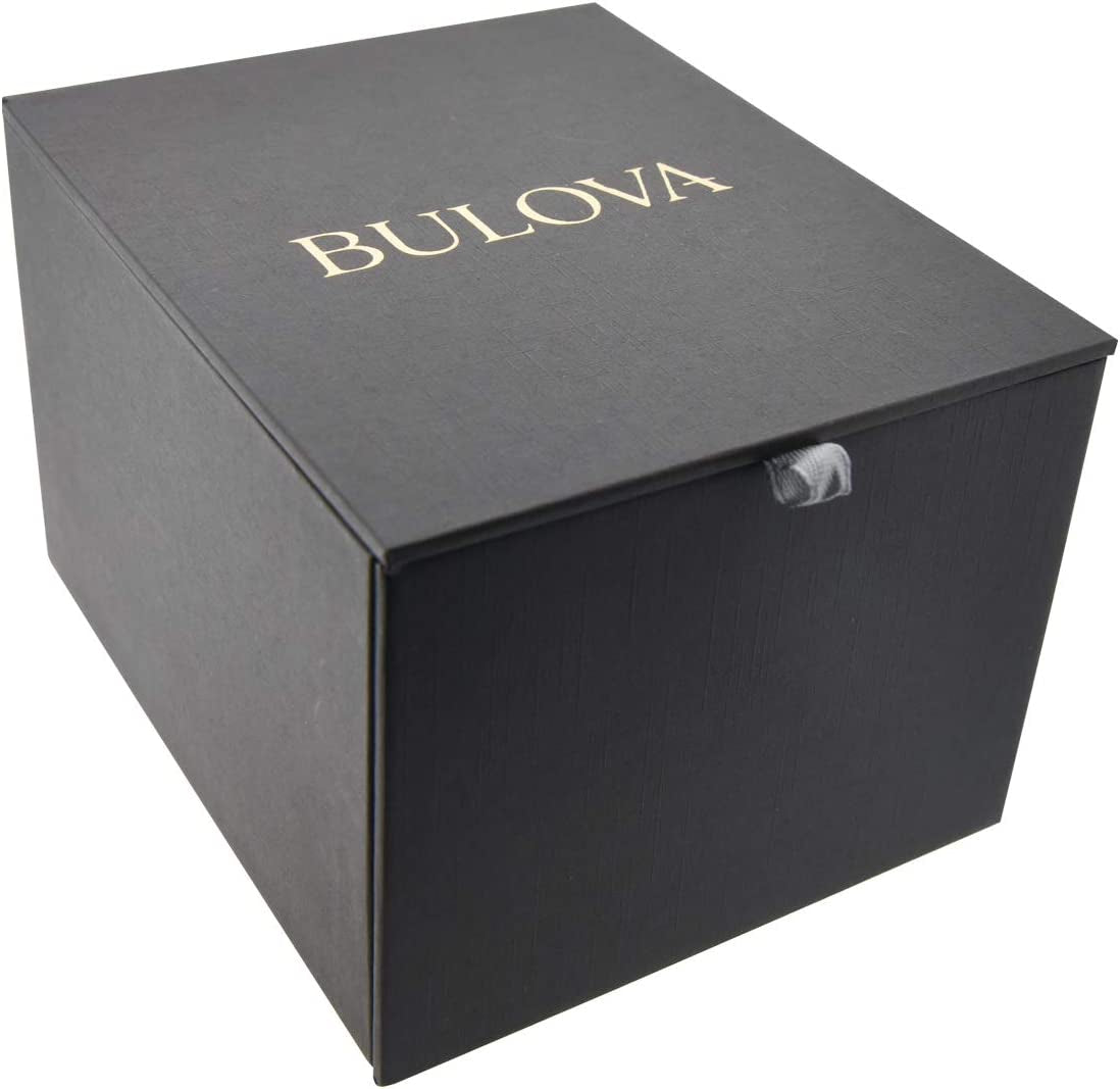 Bulova Ladies' Quadra Diamond Dial Stainless Steel Quartz Watch with Black Dial 